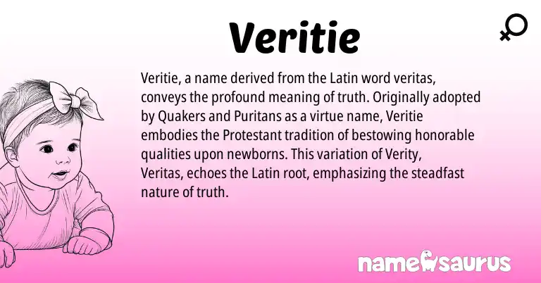 Infographic about Veritie name meaning, Veritie is a name from Latin origin(s).