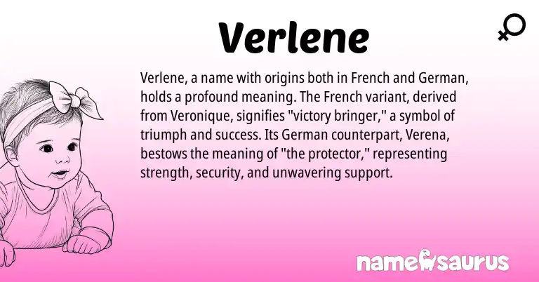 Infographic about Verlene name meaning, Verlene is a name from German, French origin(s).