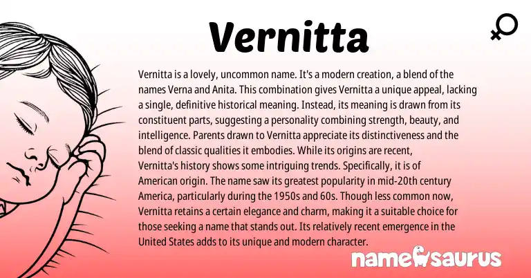 Infographic about Vernitta name meaning, Vernitta is a name from Other origin(s).