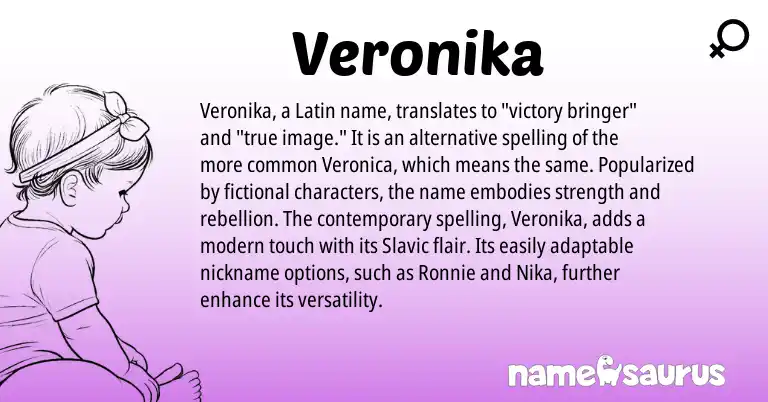 Infographic about Veronika name meaning, Veronika is a name from Slavic, Latin origin(s).