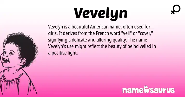 Infographic about Vevelyn name meaning, Vevelyn is a name from American origin(s).