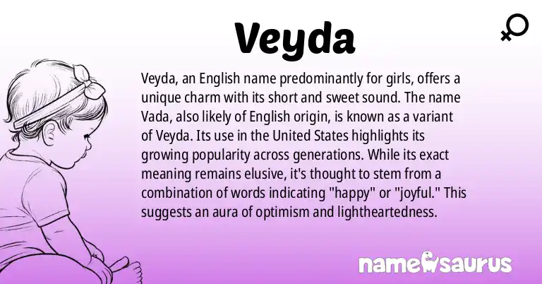 Infographic about Veyda name meaning, Veyda is a name from English (American) origin(s).