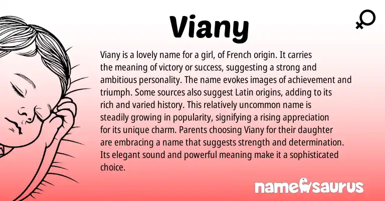 Infographic about Viany name meaning, Viany is a name from French origin(s).