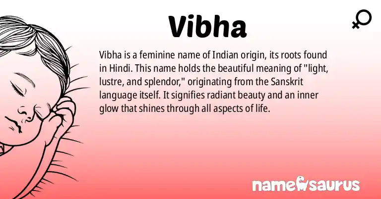 Infographic about Vibha name meaning, Vibha is a name from Indian, Hindi origin(s).