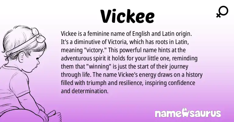 Infographic about Vickee name meaning, Vickee is a name from English, Latin origin(s).