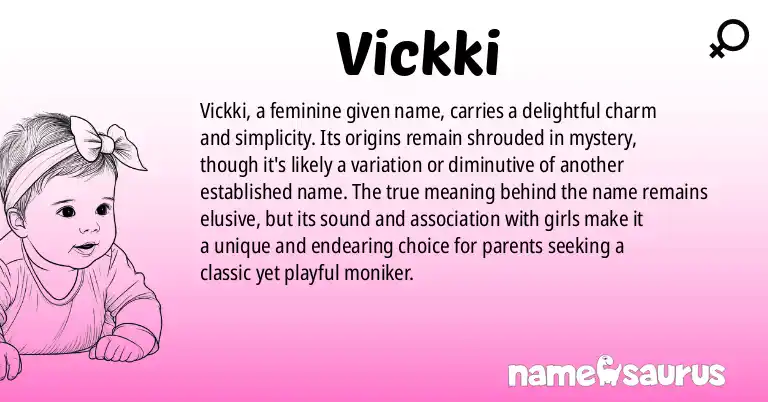Infographic about Vickki name meaning, Vickki is a name from N/A origin(s).