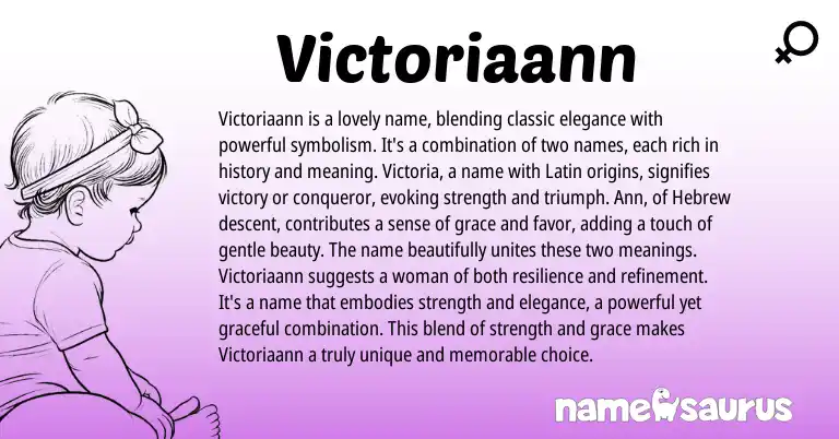 Infographic about Victoriaann name meaning, Victoriaann is a name from Latin, Hebrew, English origin(s).