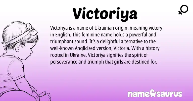 Infographic about Victoriya name meaning, Victoriya is a name from Ukrainian origin(s).