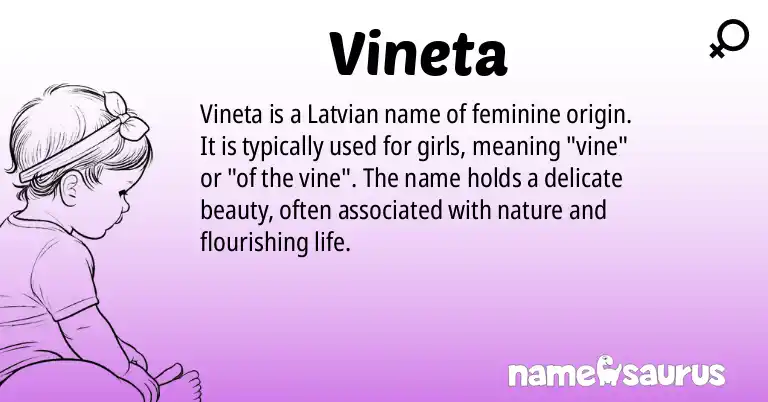 Infographic about Vineta name meaning, Vineta is a name from Latvian origin(s).