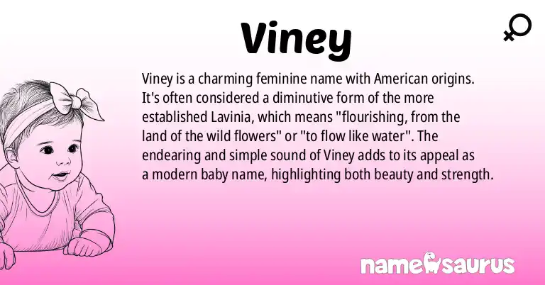 Infographic about Viney name meaning, Viney is a name from American origin(s).