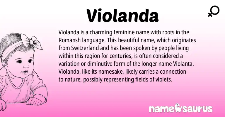 Infographic about Violanda name meaning, Violanda is a name from Romansh origin(s).