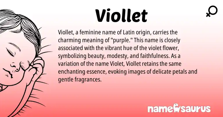 Infographic about Viollet name meaning, Viollet is a name from Latin origin(s).