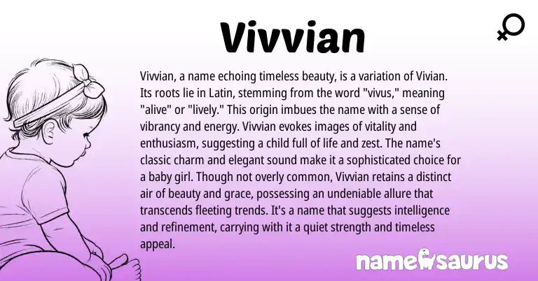 Infographic about Vivvian name meaning, Vivvian is a name from Latin origin(s).