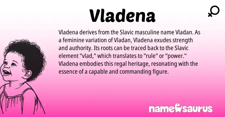 Infographic about Vladena name meaning, Vladena is a name from Slavic origin(s).