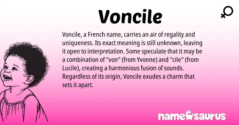 Infographic about Voncile name meaning, Voncile is a name from French origin(s).