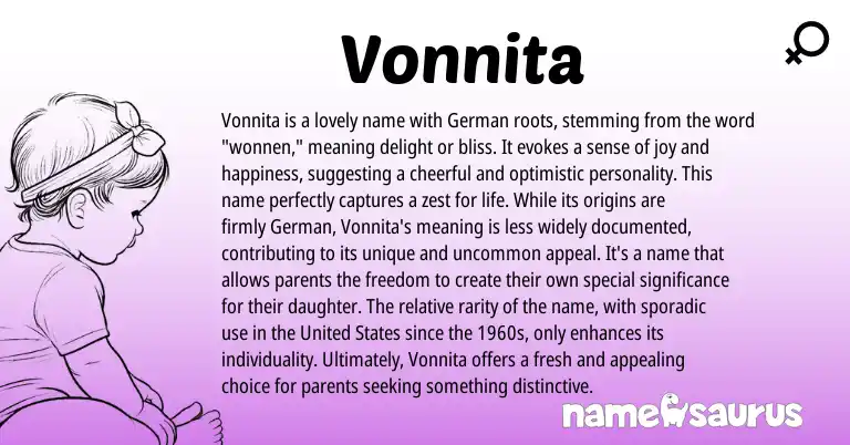 Infographic about Vonnita name meaning, Vonnita is a name from Germanic origin(s).