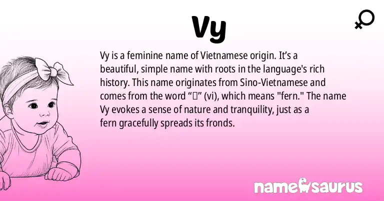Infographic about Vy name meaning, Vy is a name from Vietnamese origin(s).
