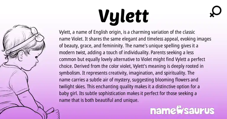 Infographic about Vylett name meaning, Vylett is a name from English origin(s).