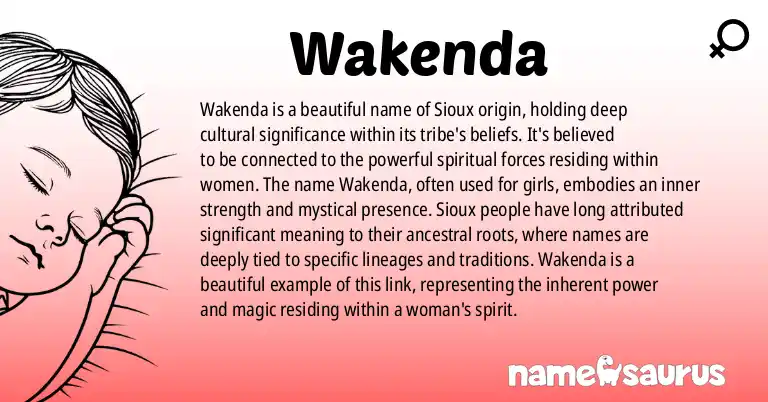 Infographic about Wakenda name meaning, Wakenda is a name from Sioux origin(s).