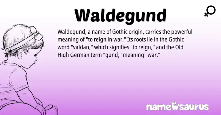 Infographic about Waldegund name meaning, Waldegund is a name from Old High German, Gothic origin(s).