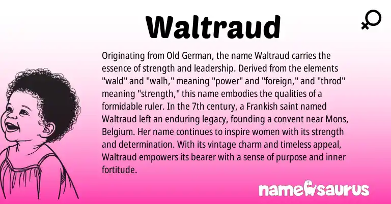 Infographic about Waltraud name meaning, Waltraud is a name from Old German, Frankish origin(s).