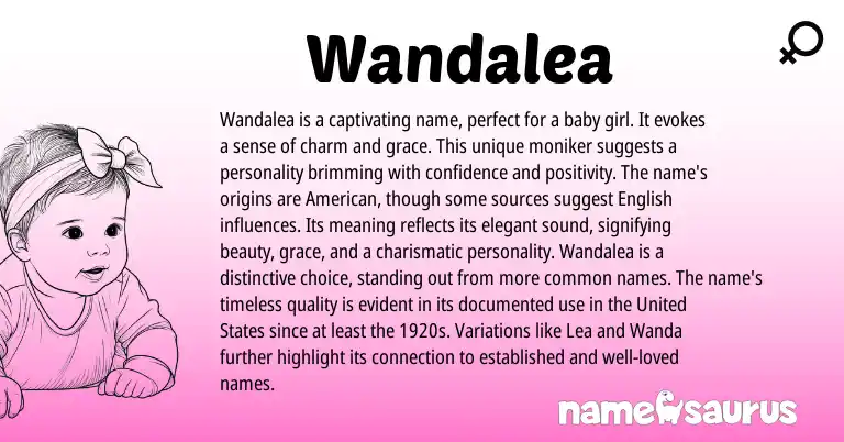 Infographic about Wandalea name meaning, Wandalea is a name from American origin(s).