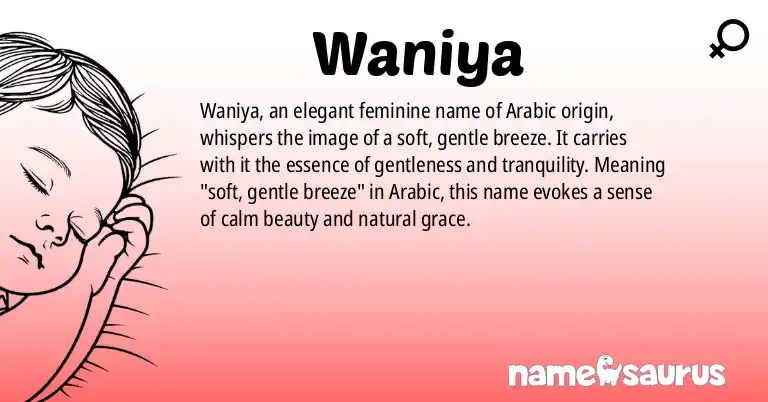 Infographic about Waniya name meaning, Waniya is a name from Arabic origin(s).