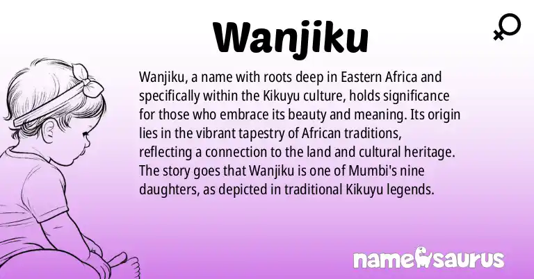 Infographic about Wanjiku name meaning, Wanjiku is a name from Eastern African, Kikuyu origin(s).