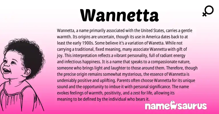 Infographic about Wannetta name meaning, Wannetta is a name from Scottish origin(s).