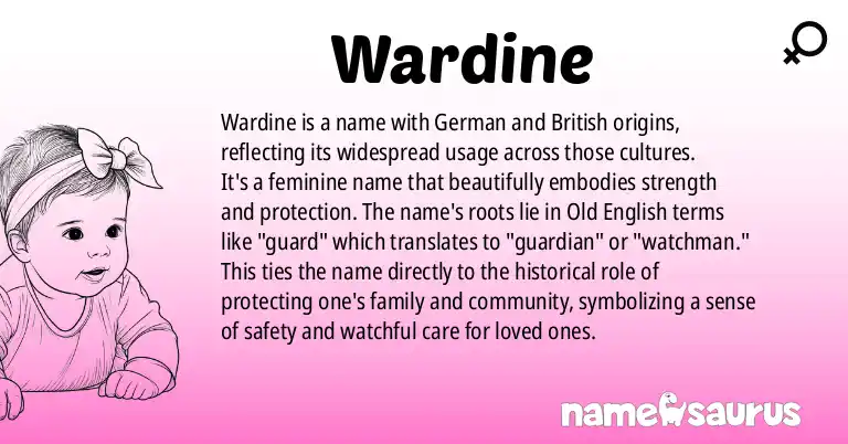 Infographic about Wardine name meaning, Wardine is a name from German, British origin(s).