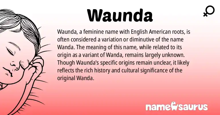 Infographic about Waunda name meaning, Waunda is a name from English (American) origin(s).