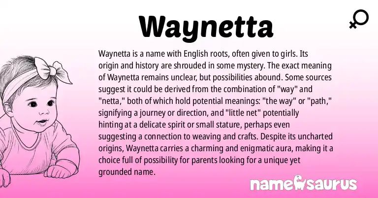 Infographic about Waynetta name meaning, Waynetta is a name from English origin(s).