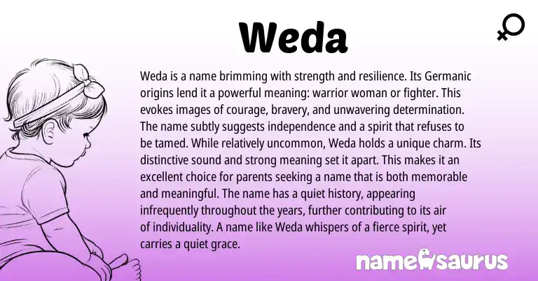 Infographic about Weda name meaning, Weda is a name from Germanic origin(s).