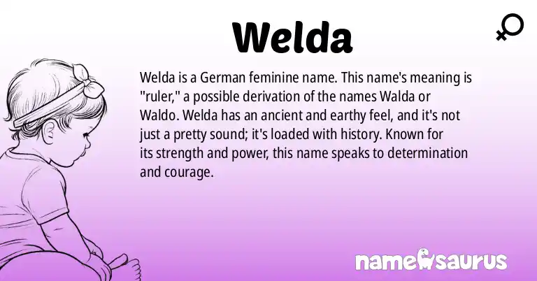 Infographic about Welda name meaning, Welda is a name from German origin(s).