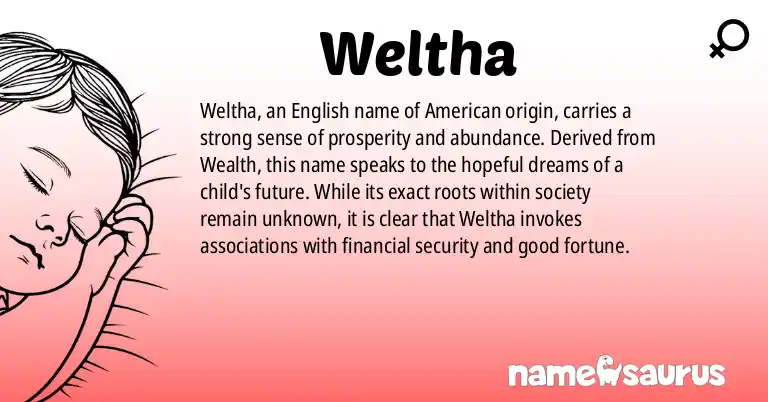 Infographic about Weltha name meaning, Weltha is a name from English (American) origin(s).