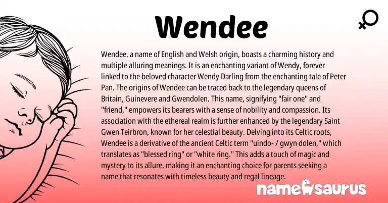Infographic about Wendee name meaning, Wendee is a name from English, Welsh, Celtic origin(s).