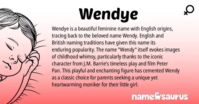 Infographic about Wendye name meaning, Wendye is a name from English, British origin(s).