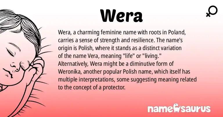 Infographic about Wera name meaning, Wera is a name from Polish origin(s).