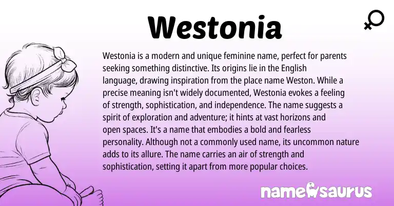 Infographic about Westonia name meaning, Westonia is a name from English origin(s).
