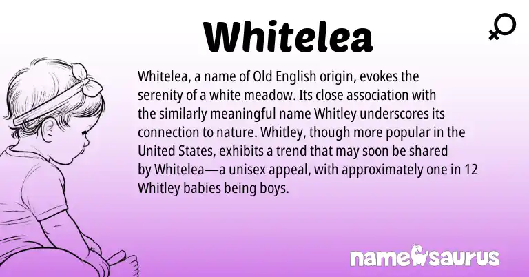 Infographic about Whitelea name meaning, Whitelea is a name from Old English, United States origin(s).