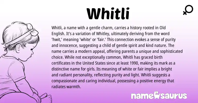 Infographic about Whitli name meaning, Whitli is a name from English origin(s).