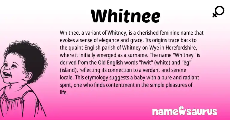 Infographic about Whitnee name meaning, Whitnee is a name from Old English, English origin(s).