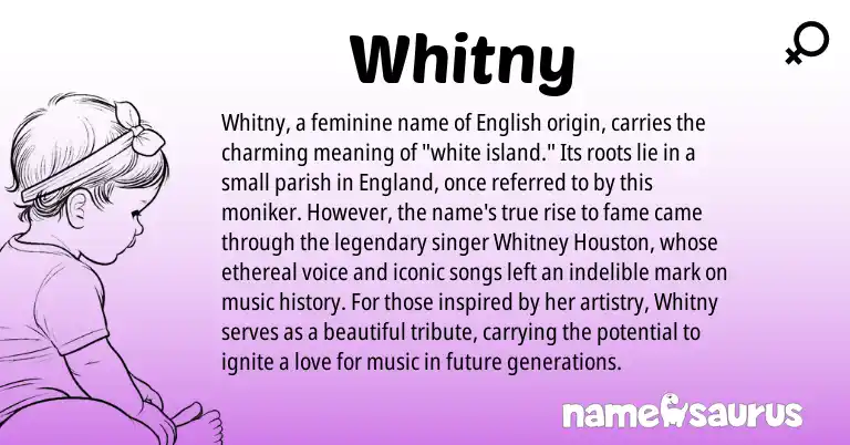 Infographic about Whitny name meaning, Whitny is a name from English, England origin(s).