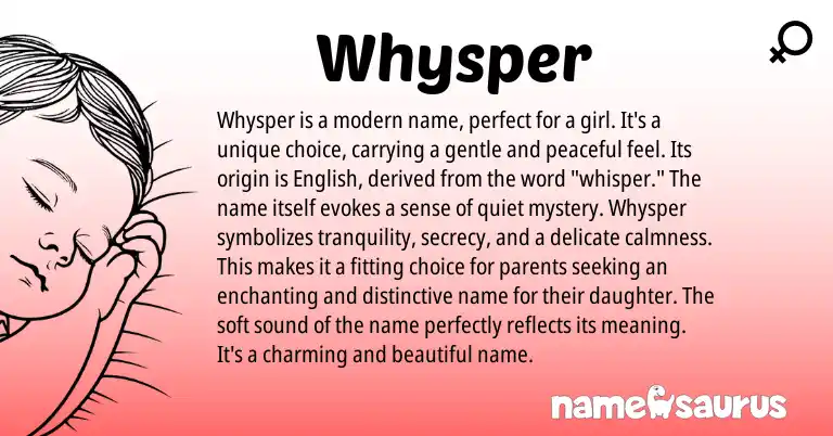 Infographic about Whysper name meaning, Whysper is a name from English origin(s).