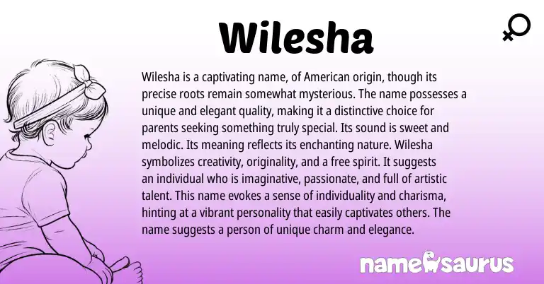 Infographic about Wilesha name meaning, Wilesha is a name from American origin(s).