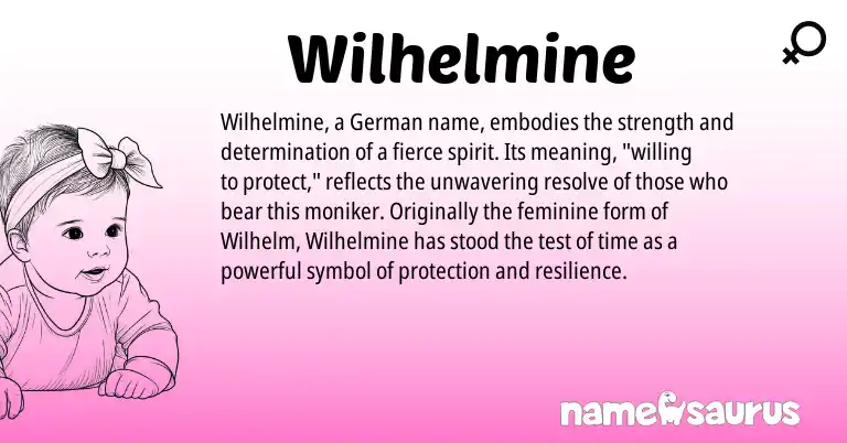 Infographic about Wilhelmine name meaning, Wilhelmine is a name from German origin(s).