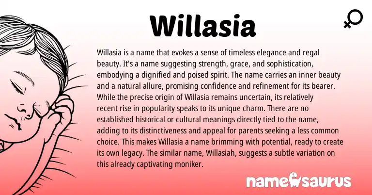 Infographic about Willasia name meaning, Willasia is a name from English origin(s).