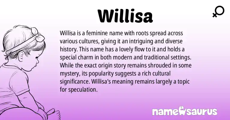 Infographic about Willisa name meaning, Willisa is a name from Various origin(s).