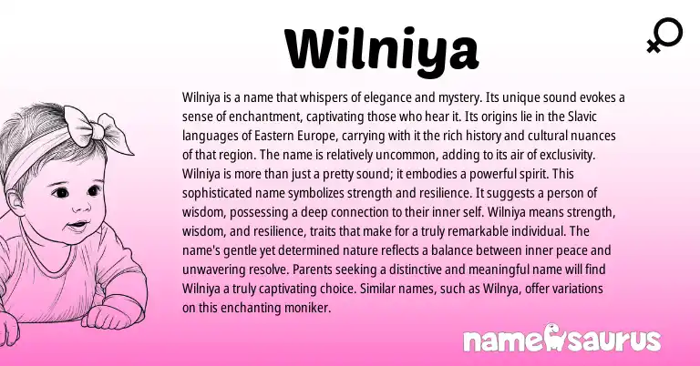 Infographic about Wilniya name meaning, Wilniya is a name from Other origin(s).
