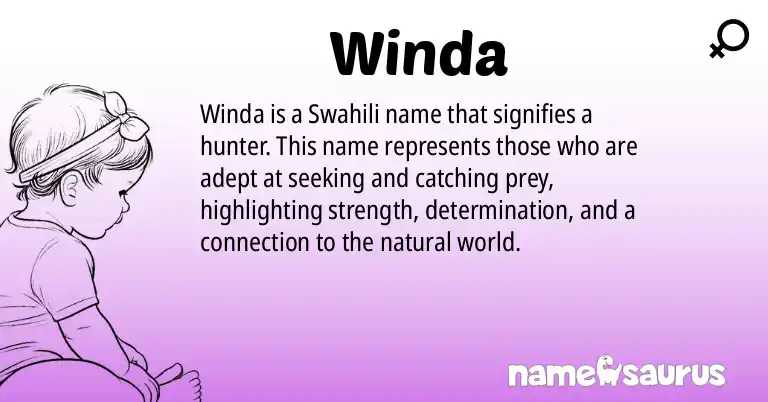 Infographic about Winda name meaning, Winda is a name from Swahili origin(s).